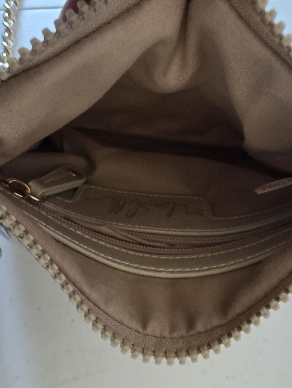 Lemonbella Quilted Chain Strap Bag Small Crossbody Removable Strap Neutral - Picture 9 of 14